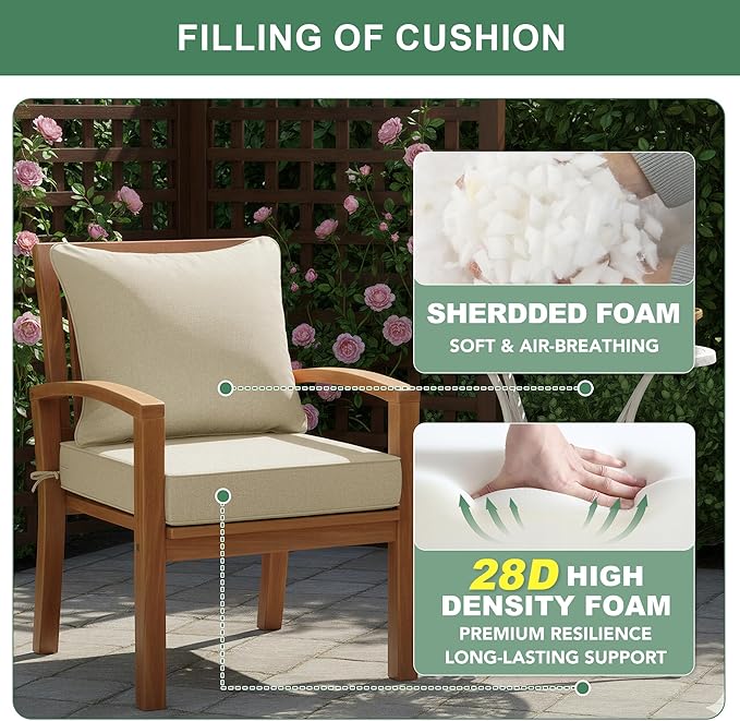 Summsun Patio Chair Cushions Set of 4, Faux Linen Outdoor Furniture Cushions - Image 6