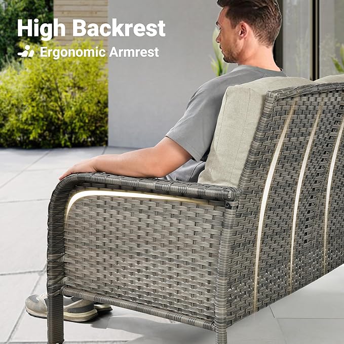 ovios 5-Piece Patio Furniture Set, Outdoor Wicker Sofa - Image 2