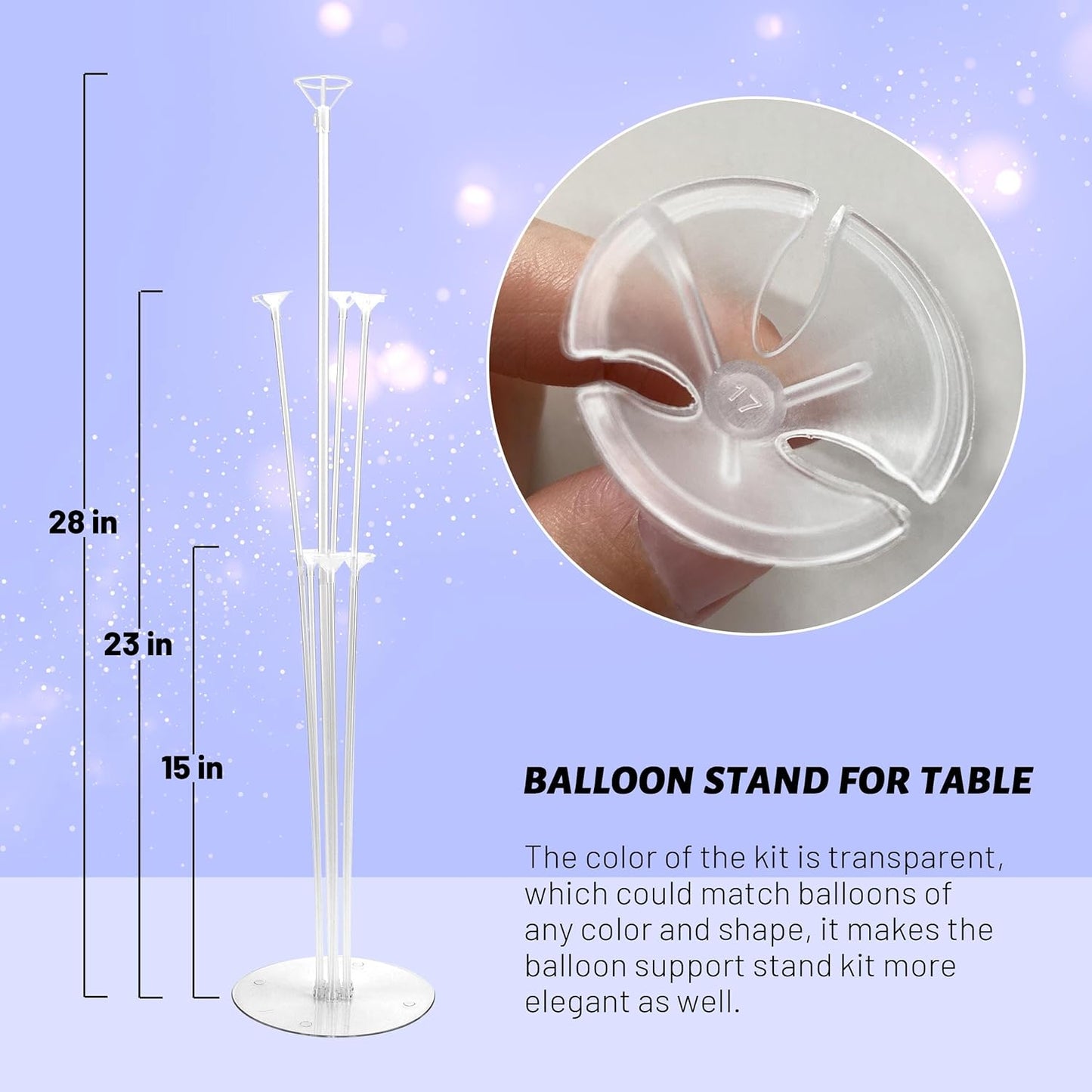 JOYYPOP 12 Sets 28 Inch Balloon Stand Kit, Balloon Holder Stickers Table Decoration Party Birthday Wedding Balloon Supplies Accessories