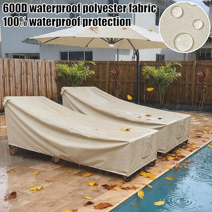 Outdoor Lounge Chair Covers Waterproof Patio Chaise Lounge Covers 600D - Image 4