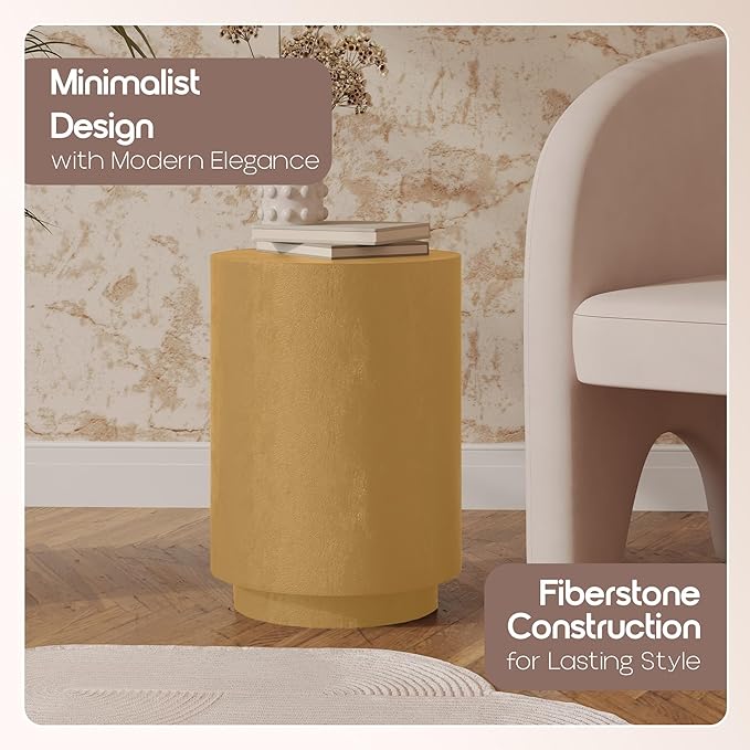 LeisureMod 14” Wide Round Side Table in Fiberstone - Image 7