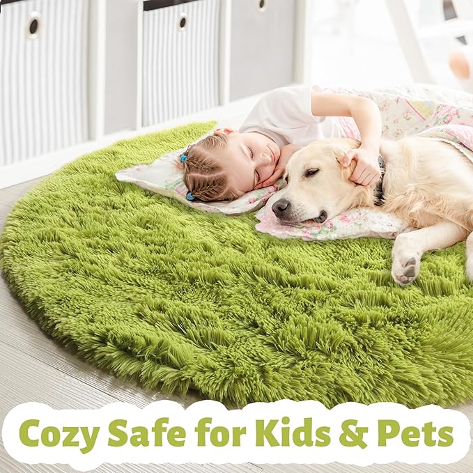 Amdrebio Grass Green Round Area Rug 7Ft - Image 2