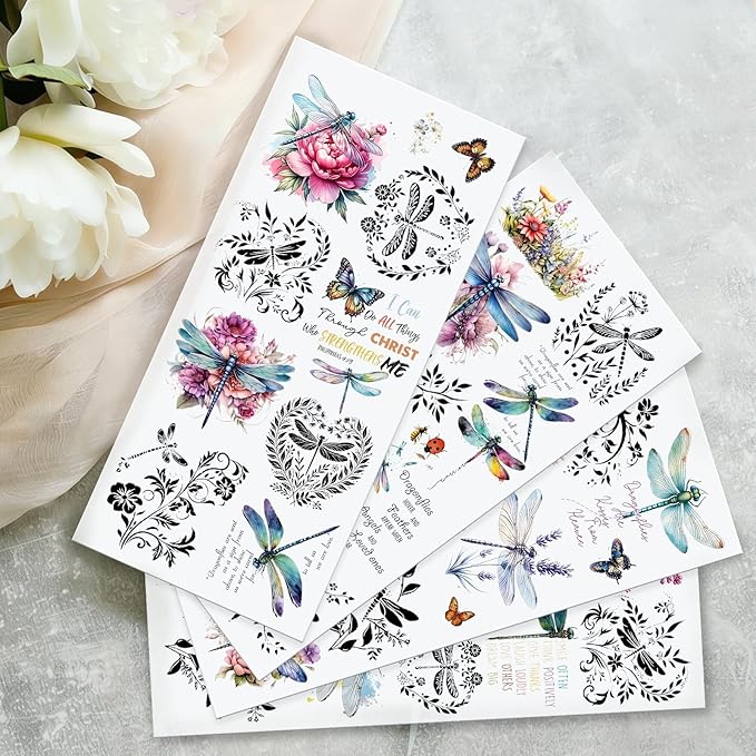 4 Sheets Rub on Transfers for Crafts, Dragonflies Furniture Transfers for Wood - Image 5