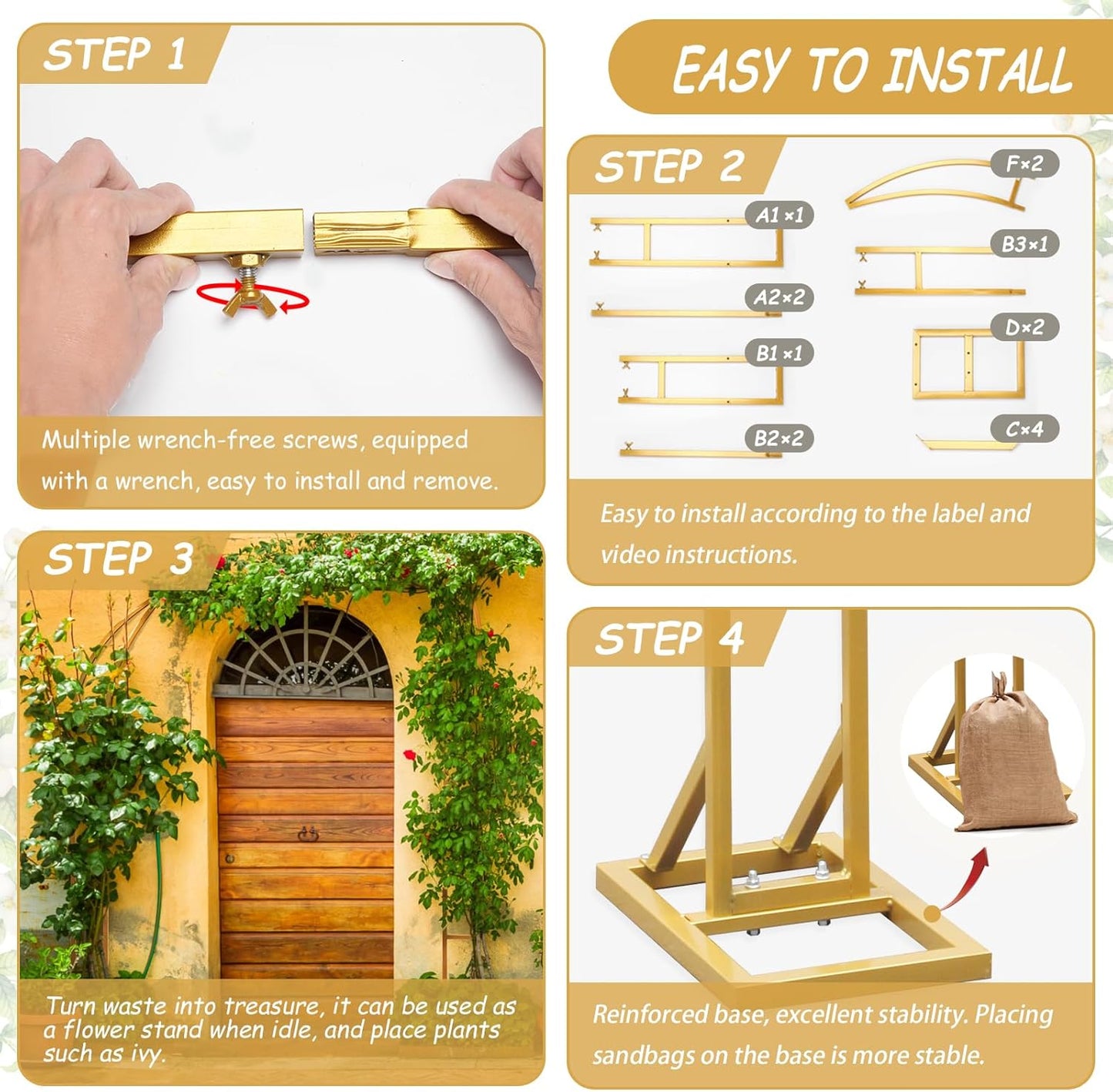 Wedding Arch Stand - 2pcs Large 5.9&6.9Ft Balloon floral Arch Stand Half Arch Flower Frame Photography Backdrop stand, Metal Heavy Firm Base for Bridal &Ceremony Baby Shower Birthday Party Decor,White