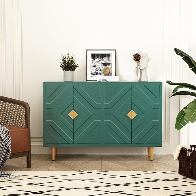 HLR 48" Accent Cabinet with 4 Doors and Shelves, Modern Sideboard Buffet - Image 3
