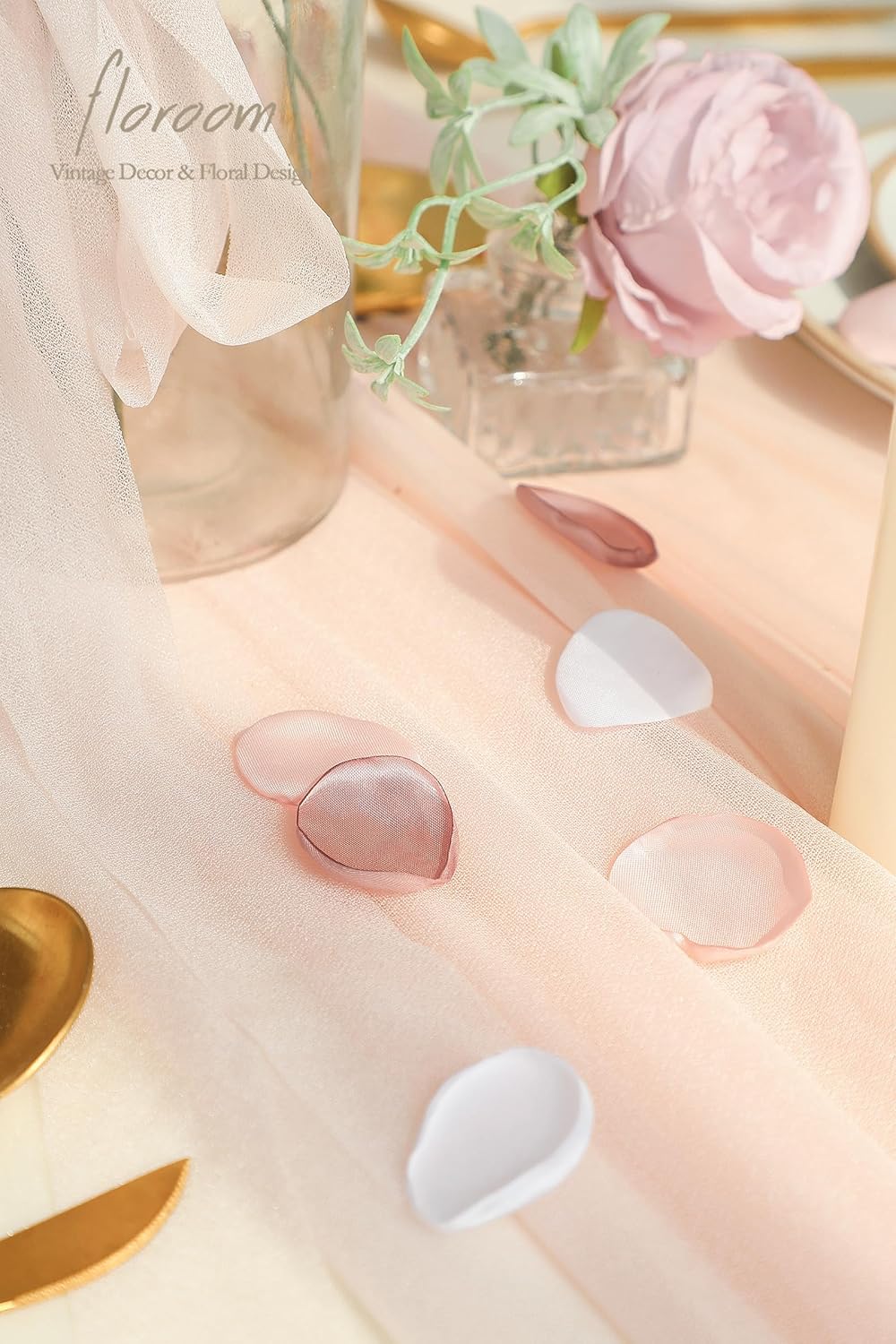 Floroom 300pcs Rose Petals Dusty Rose Blush Faux Silk Flower Petals for Wedding Flower Girl Basket Aisle Scatter Dinner Table Centerpieces Party Confetti Bridal Shower Romantic Night Decoration