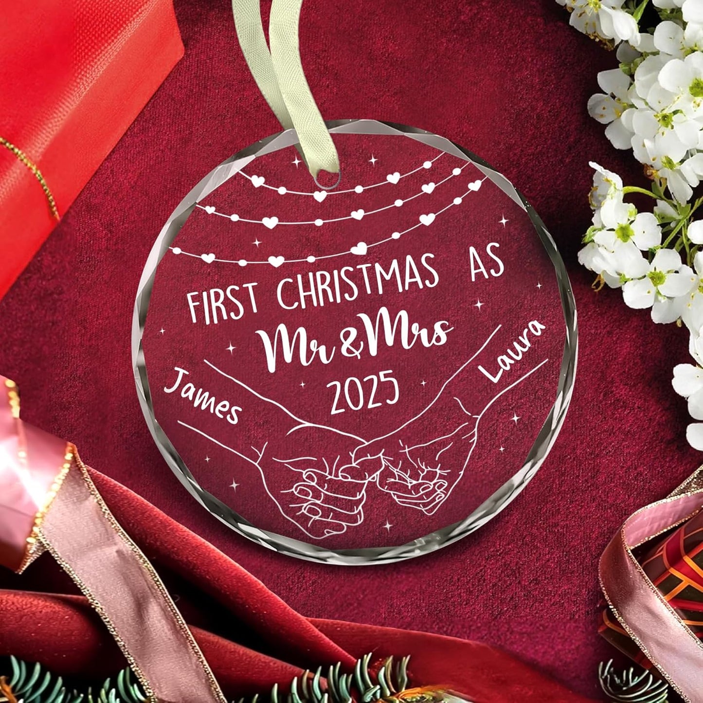 Personalized The Year We Became Mr & Mrs Christmas Ornament - Wedding Gifts For Newlywed Couple, Bride And Groom - Bridal Shower Ornaments 2025 - Wedding Gifts for Couples 2025