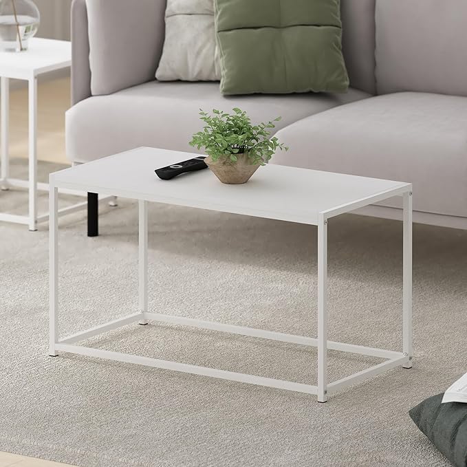 Furinno CAMNUS Coffee Table, Metal Frame Modern Center Table, Rectangular Side - Image 2