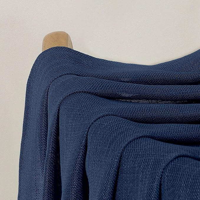 Chyhomenyc Navy Blue Semi Sheer Curtains 36 Inch Length, Light Filtering Faux - Image 9