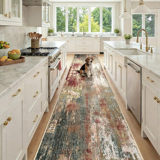RELEANY Washable Area Rugs 3x12 Non-Slip Modern Abstract Soft by RELEANY