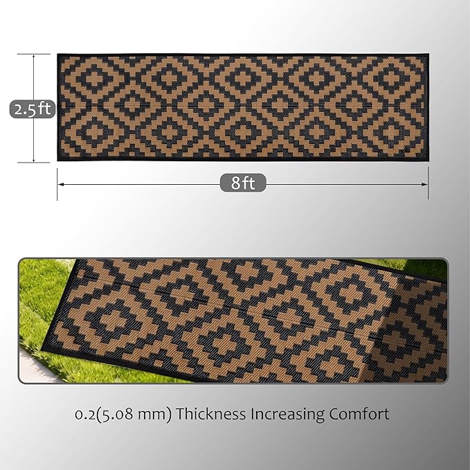 SAND MINE Reversible Mats, Plastic Straw Rug, Modern Area Rug, Large Floor Mat - Image 2