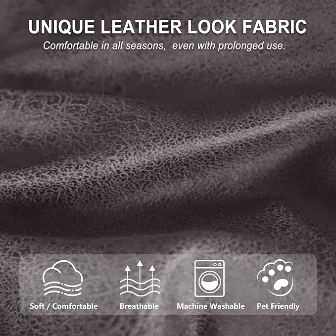 ANARACHON Leather Look Recliner Chair Covers, 4-Pieces Stretch Recliner Cover - Image 5