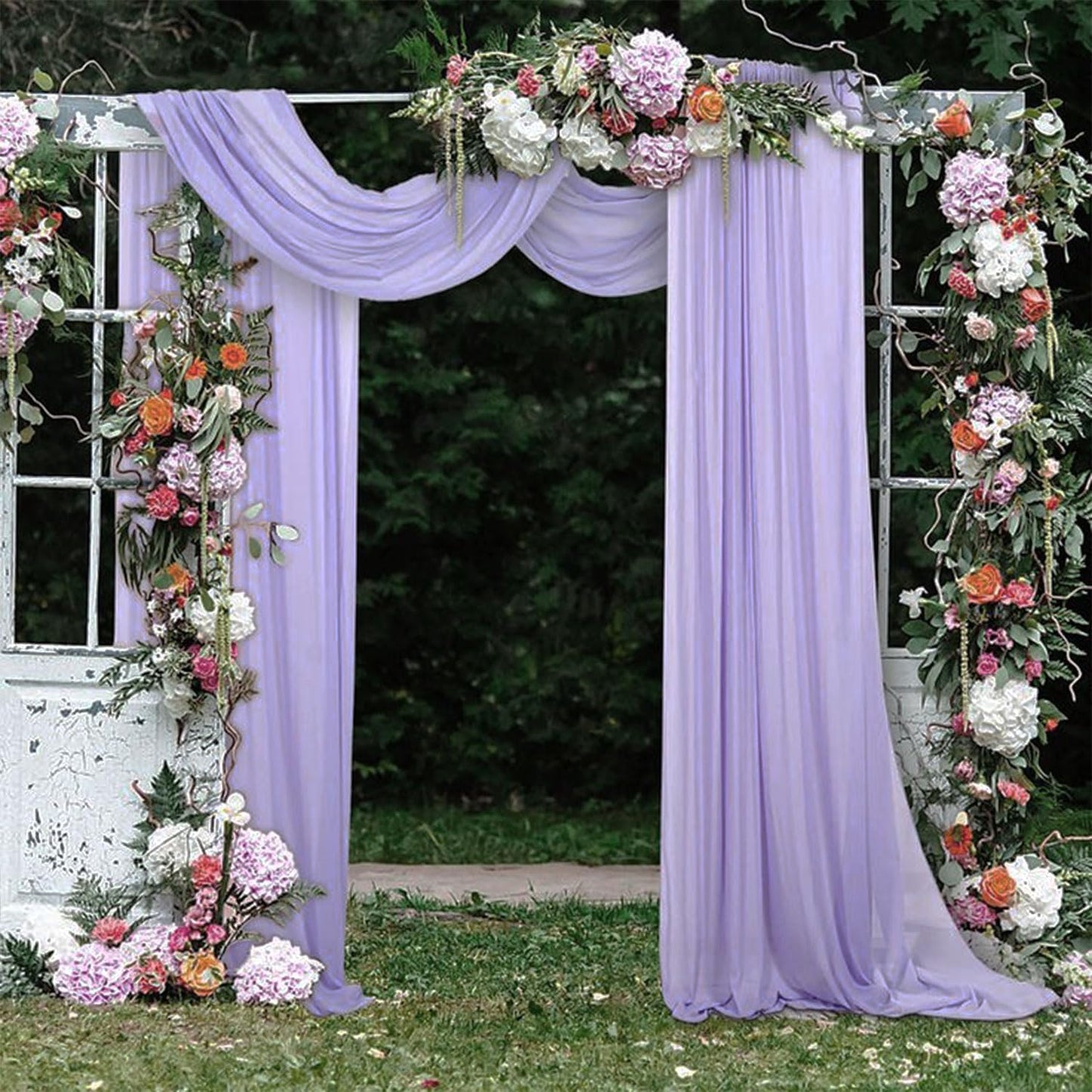 Wedding Arch Draping Fabric 2 Panels 20Ft Length x 28" Width Lilac Arch Drapes Chiffon Fabric Sheer Curtains Backdrop for Party Ceremony Decor Wedding Outdoor Indoor Stage Reception Decorations