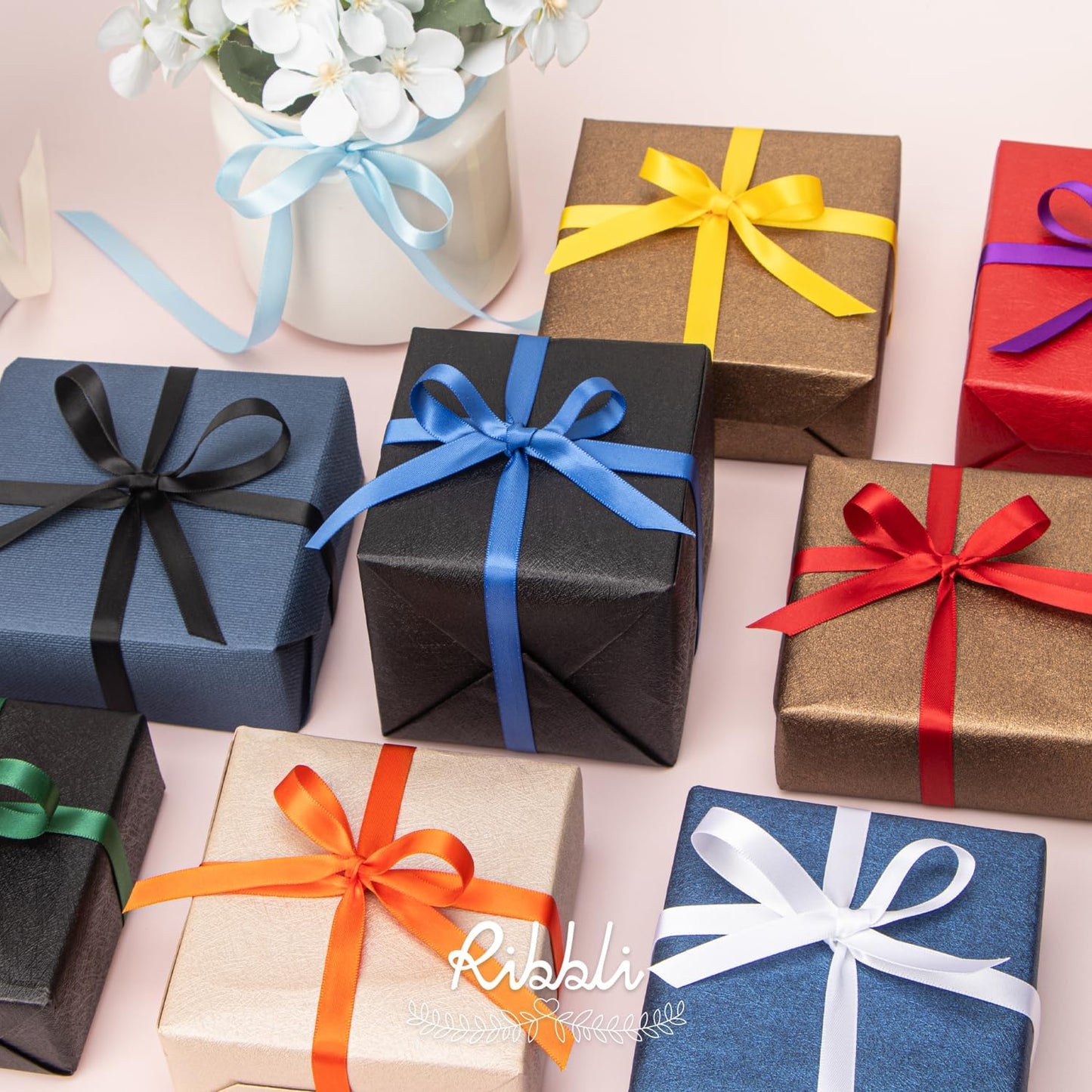 Ribbli Double Faced Royal Blue Satin Ribbon,3/8” x Continuous 25 Yards,Use for Bows Bouquet,Gift Wrapping,Floral Arrangement