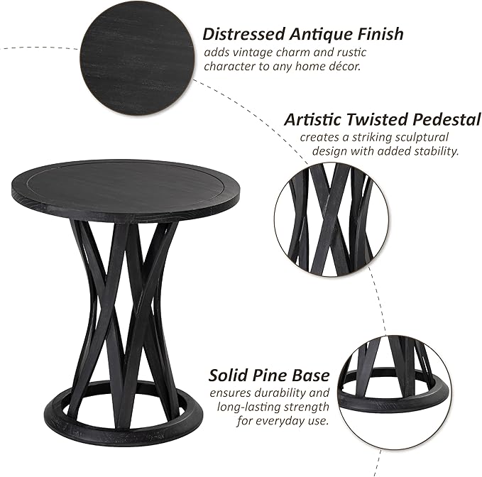 COZAYH Round Farmhouse End Table - Image 4