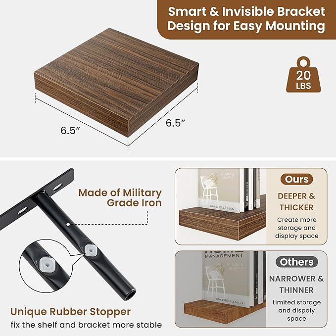 fuqing Floating Shelves for Wall, Wall Mounted Wood Floating Shelf - Image 3