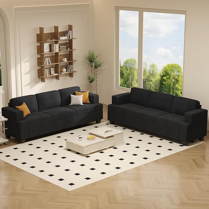 Apicizon 89" Modern Sofa Couch Set, Corduroy Couch 2 Piece Sofa Set - Image 9