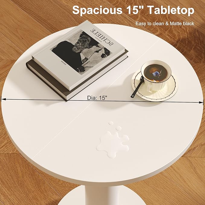 LAATOOREE Round Side Tables Set of 2, Pedestal Drink Table, Spacious Top - Image 7