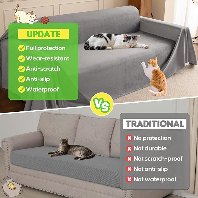 LOllON Velvet Couch Cover for Cats Dogs Kids - Image 9