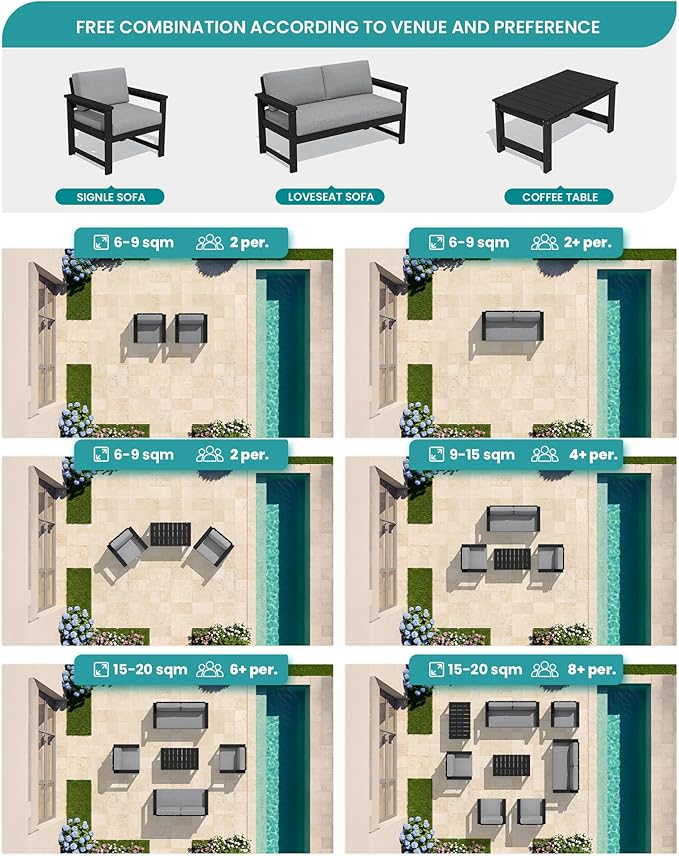 SERWALL Black HDPE Outdoor Loveseat - Image 8
