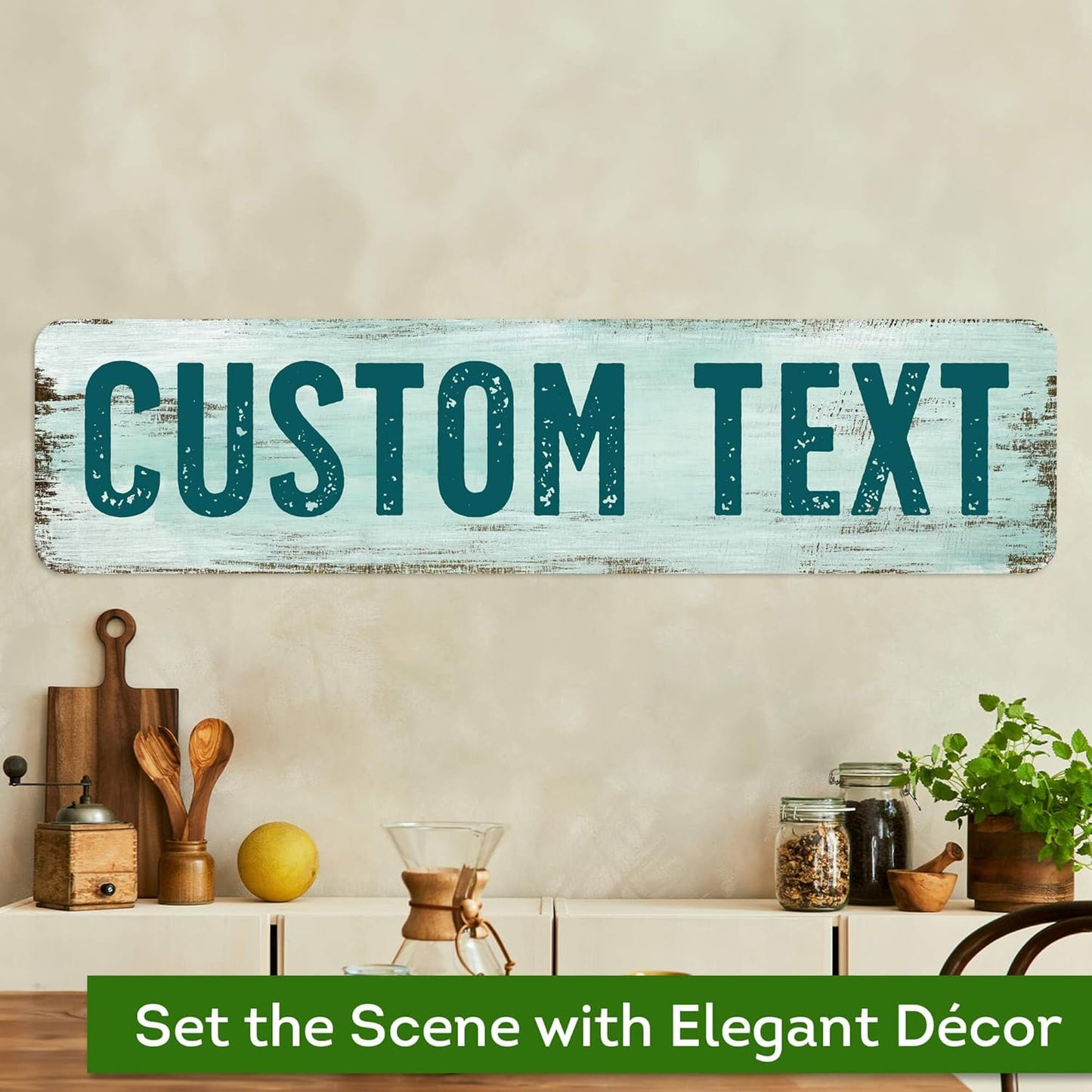 Custom Sign, Custom Street Sign, 11 Font Colors, 13 Font Styles, 4 Hole Options, 22 Sizes, 8x32 Inches, Rust Free DiBound, Fade Resistant, Made in USA by My Sign Center (Shabby Chic)