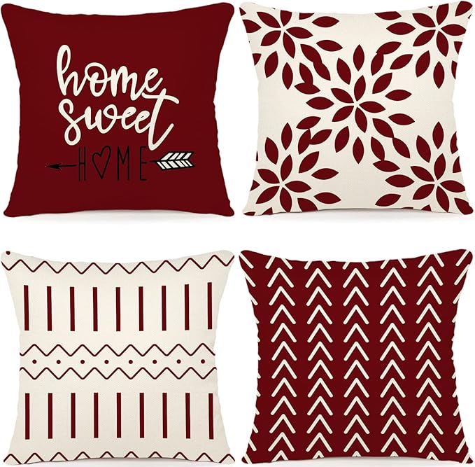 YCOLL Christmas Pillow Covers 22x22 Set of 4, Modern Sofa Throw Pillow Cover by PillowCoversExpert