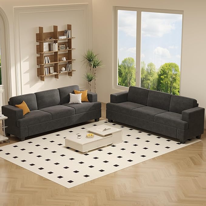 Apicizon 3-Seater Sofa & 3-Seater Sofa, 2 Piece Set Comfy Couch - Image 9