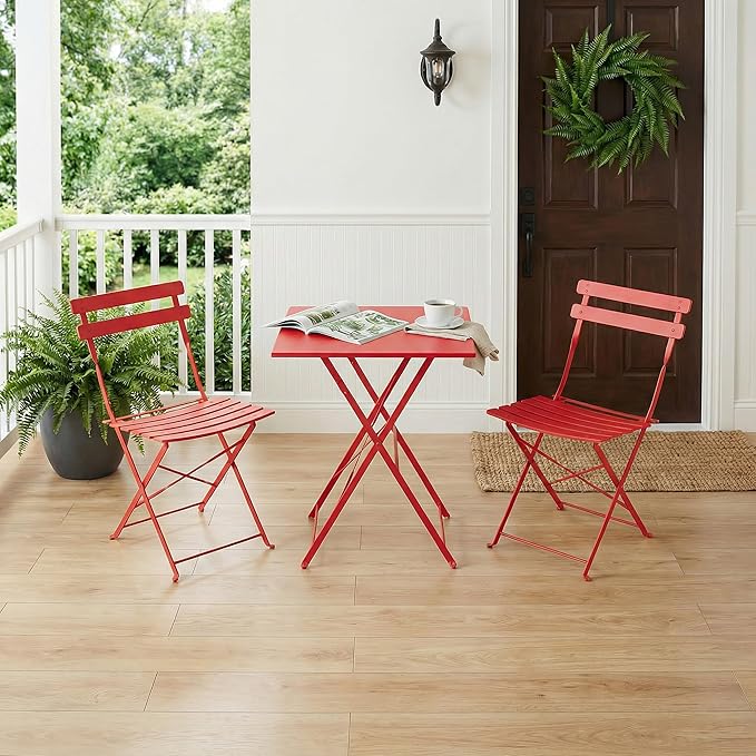 GarveeLife 3 Piece Patio Bistro Set, Folding Patio Bistro Table and Chairs Set - Image 7