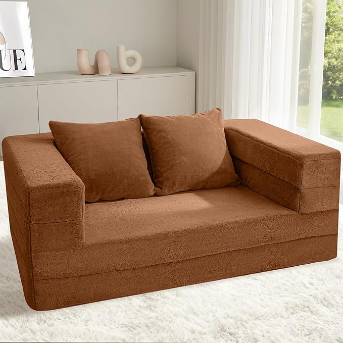 Futon Sofa Bed with Pillow, 3-in-1 Sleeper Sofa Bed with Removable Cover - Image 2