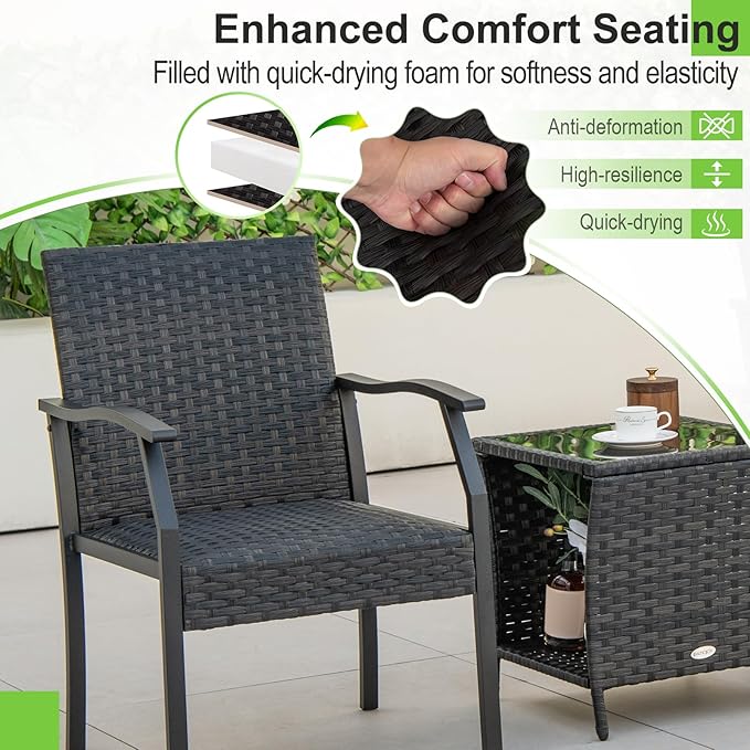 Tangkula 3 Pieces Patio Wicker Chair Set, Waterproof All Weather Resistant - Image 7