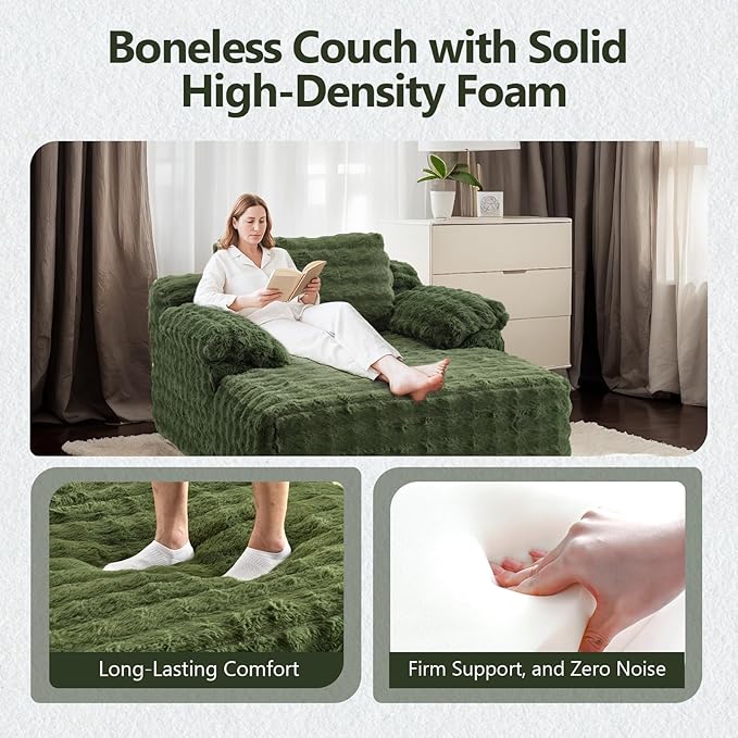 VINGLI Boneless Chaise Lounge Chair Indoor, 55.5" Deep Seat Sleeper Sofa Bed - Image 3