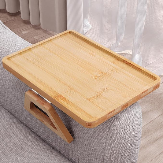 Couch Arm Tray, Bamboo Folding Sofa Tray, Sofa Armrest Trays Clip-On Couch Desk by DANFOXER