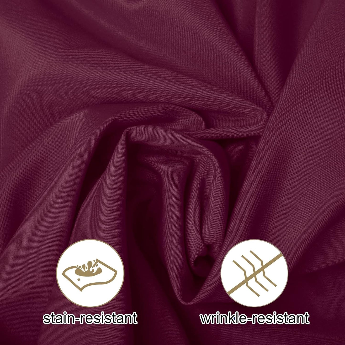 Ascoza 2pack 120 Inch Burgundy Round Tablecloth in Washable Polyester Fabric for Wedding/Banquet/Restaurant/Parties