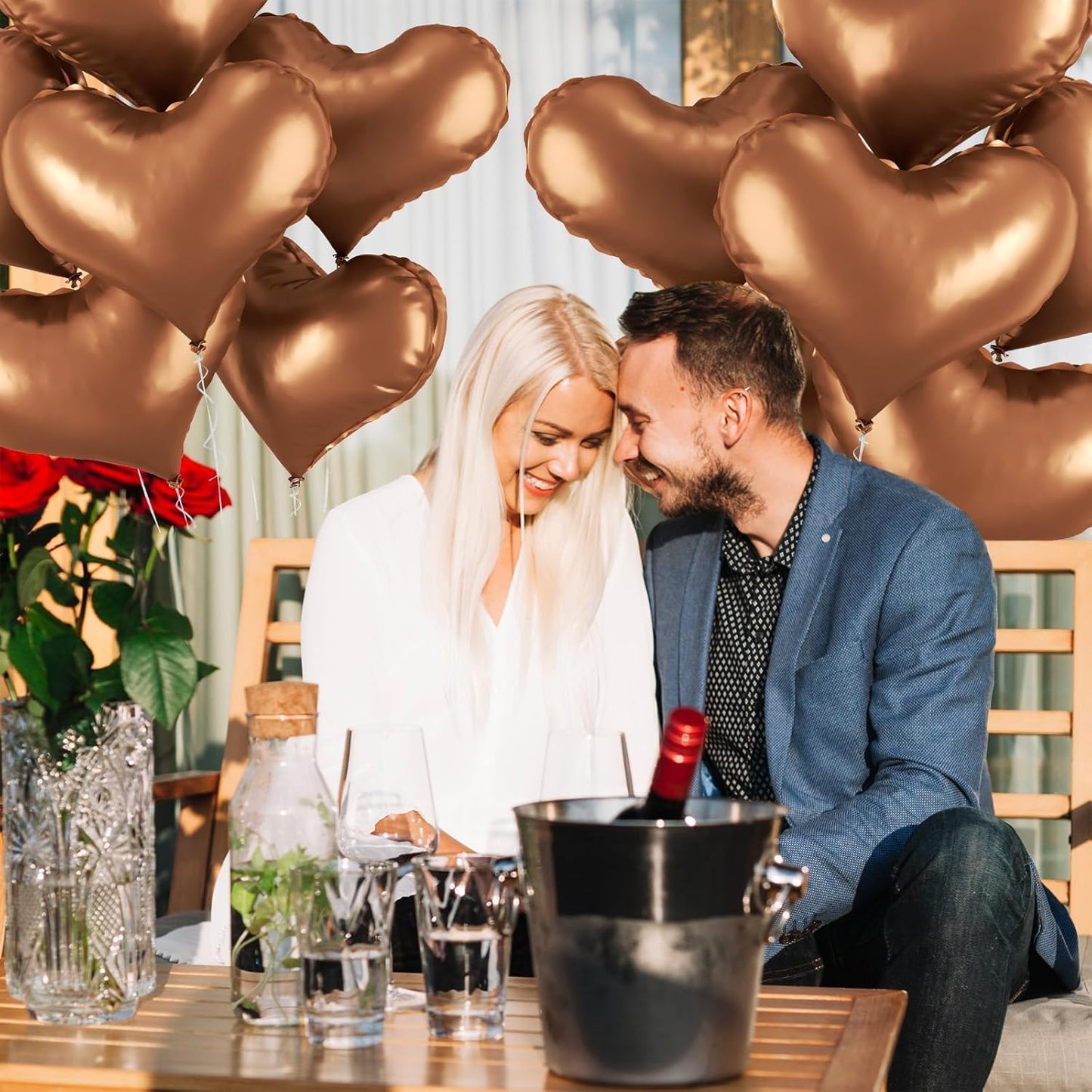 24 Inch Brown Heart Balloons, Coffee Heart Shaped Foil Balloons, Tan Helium Balloon for Valentines Day Bridal Shower Anniversary Bachelorette Wedding Birthday Party Decorations