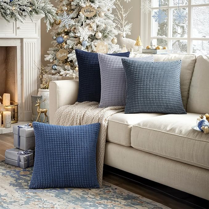 MIULEE Blue Decorative Pillow Covers 20x20 Inch Set of 4 Boho Western Farmhouse - Image 7