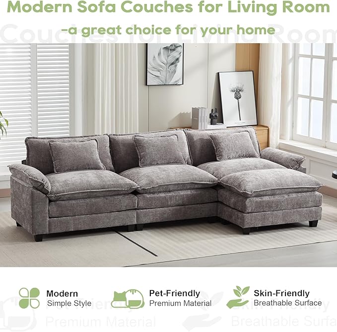 Oprisen 120" Modular Sectional Sofa, Comfy Cloud Couch Sectional Sofa - Image 7