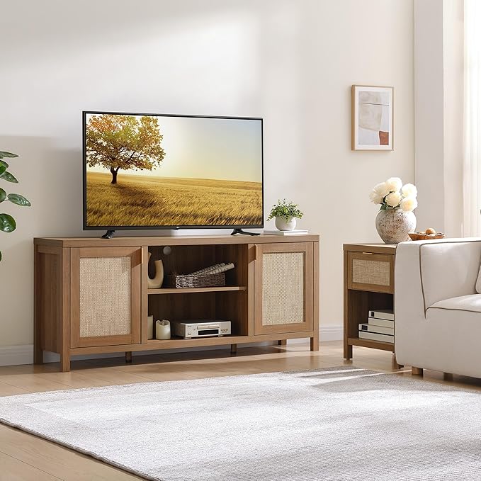 SICOTAS TV Stands for Living Room : Rattan TV Console Cabinet - Image 6
