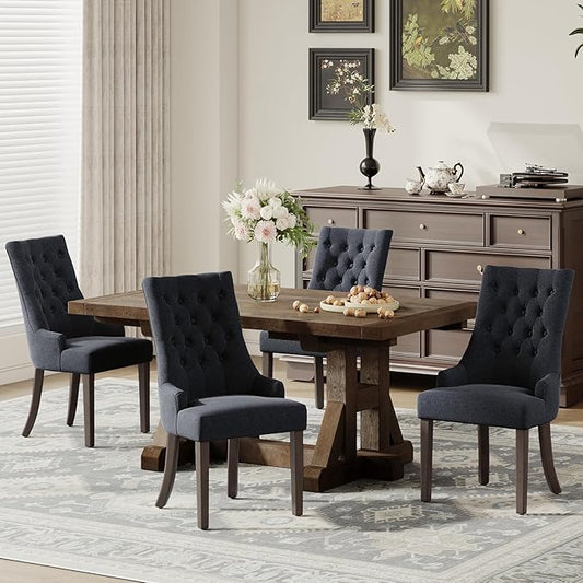COLAMY Fabric Side Dining Chairs Set of 4, Wingback Upholstered Dining Room by COLAMYHOME