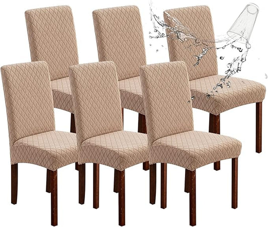 Genina Waterproof Chair Covers for Dining Room 6 Pack, Dining Chair Cover by Genina
