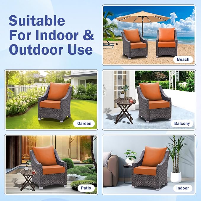 IASEAHK Outdoor Seat Cushion Set, Waterproof & Fade Resistant Patio Chair - Image 7