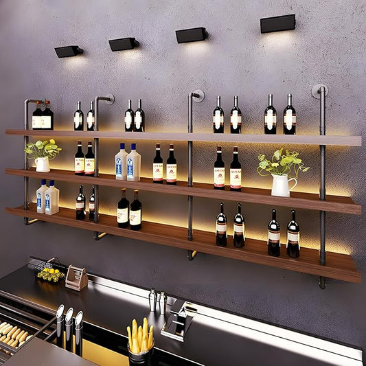 Solid Wood Wall Mounted Wine Rack, Large Bar Shelf by jvsufuik