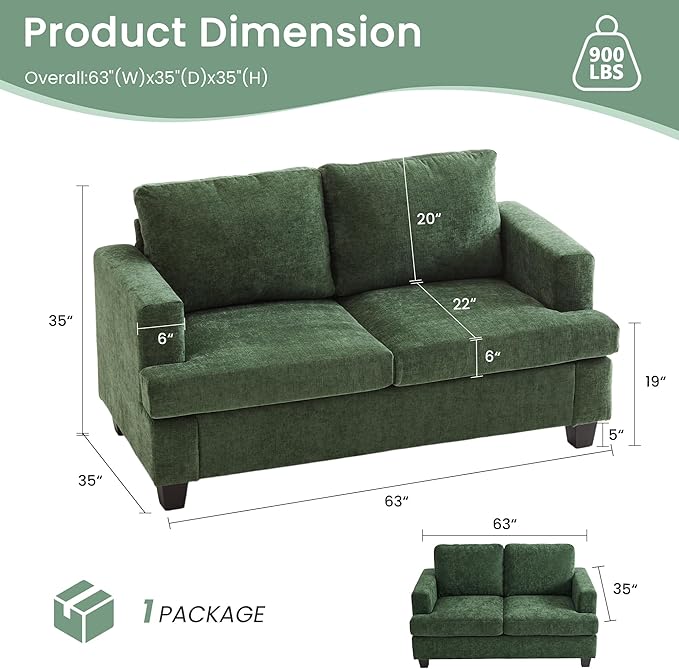 YOUDENOVA Sofa Couch, 3 Piece Set Comfy Sofa, 2 Loveseat & 3 Seater Sofa - Image 2