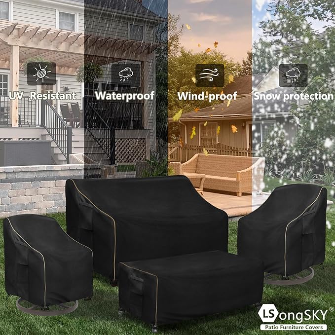 Patio Furniture Covers 4 Piece Set, 600D Heavy Duty Outdoor Furniture Covers - Image 9