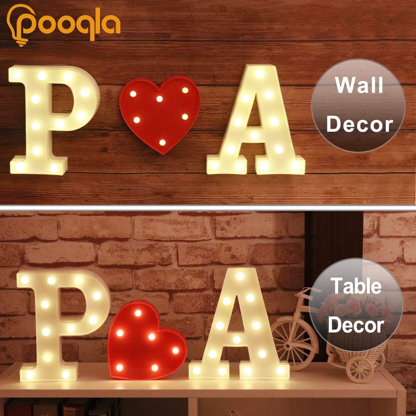 Pooqla LED Marquee Letter Lights Sign, Light Up Alphabet Letter for Home Party Wedding Decoration N