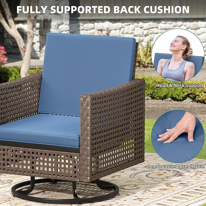 YITAHOME Outdoor Swivel Chair 3 Pieces, Wicker Patio Furniture, Porch Furniture - Image 4