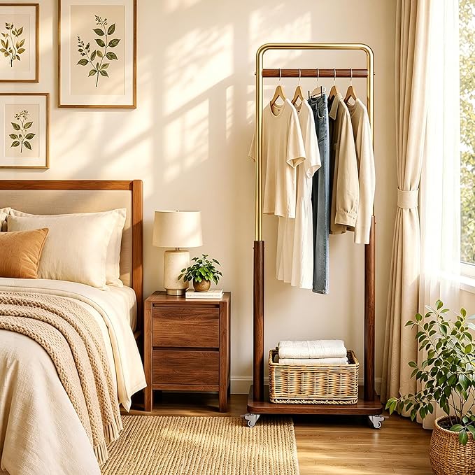 Taitiy Clothes Rack Solid Wood Coat Rack, Metal and Solid Wood Combination - Image 7