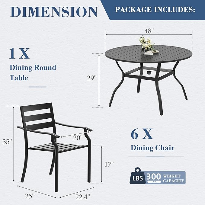 HOMREST 7 Piece Outdoor Patio Dining Set - Image 3