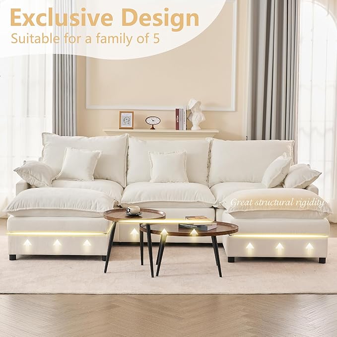 GOSUHI 108" U Shaped Couch, Modular Sectional Sofa, 3-Seater Comfy Cloud Couch - Image 3