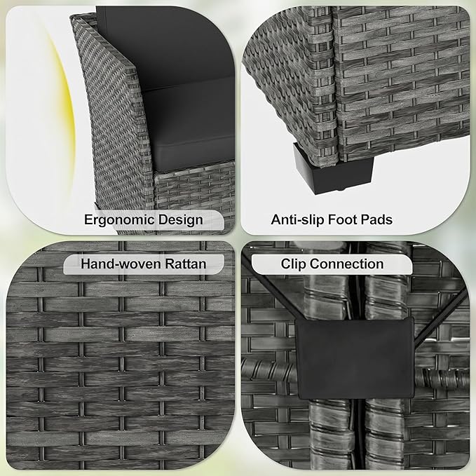LOUVIXA 7 Pieces Patio Furniture Set, Outdoor Patio Furniture, Wicker - Image 7