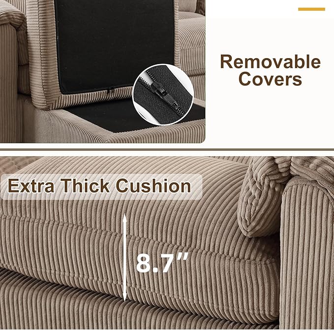 HAOMARKETS Corduroy Sofa Set, Upholstered Loveseat, and 3-Seater Couch - Image 5